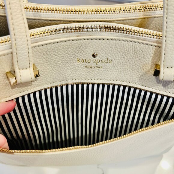 Kate Spade Matthews Drive Pebbled Leather Holland Satchel - Black and Ivory - Picture 7 of 16